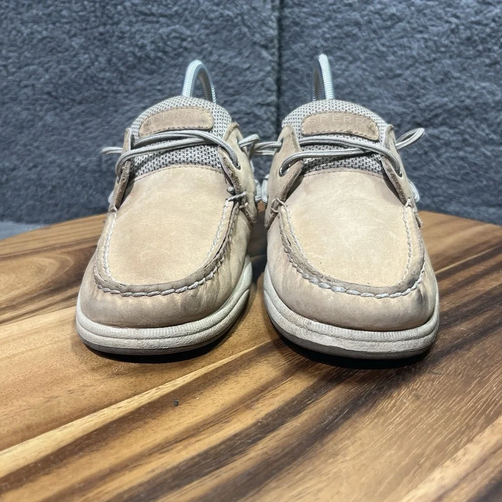 Sperry‎ Top Sider Shoes Womens 7.5 Linen Oat Boat Shoe Lace Up 9774329